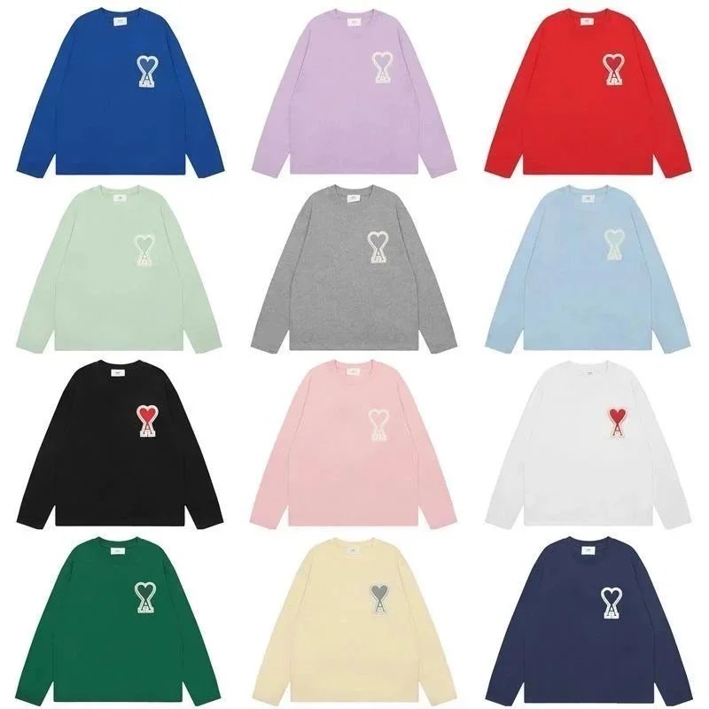 Long Sleeve T-Shirt with Heart Logo in Multiple Colors
