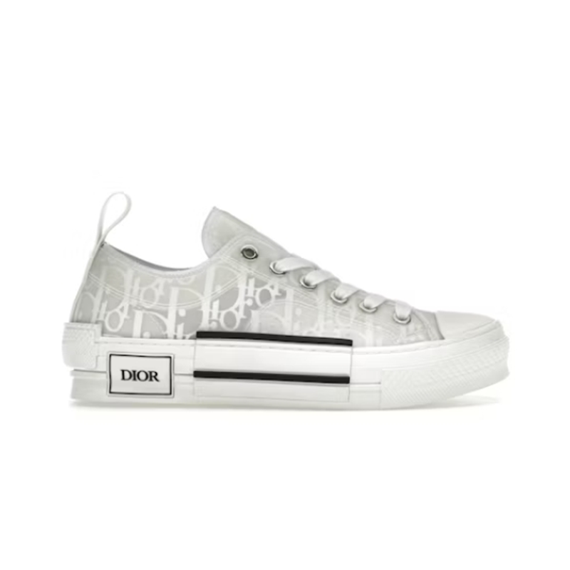 Dior White Oblique Print Low Top Sneakers