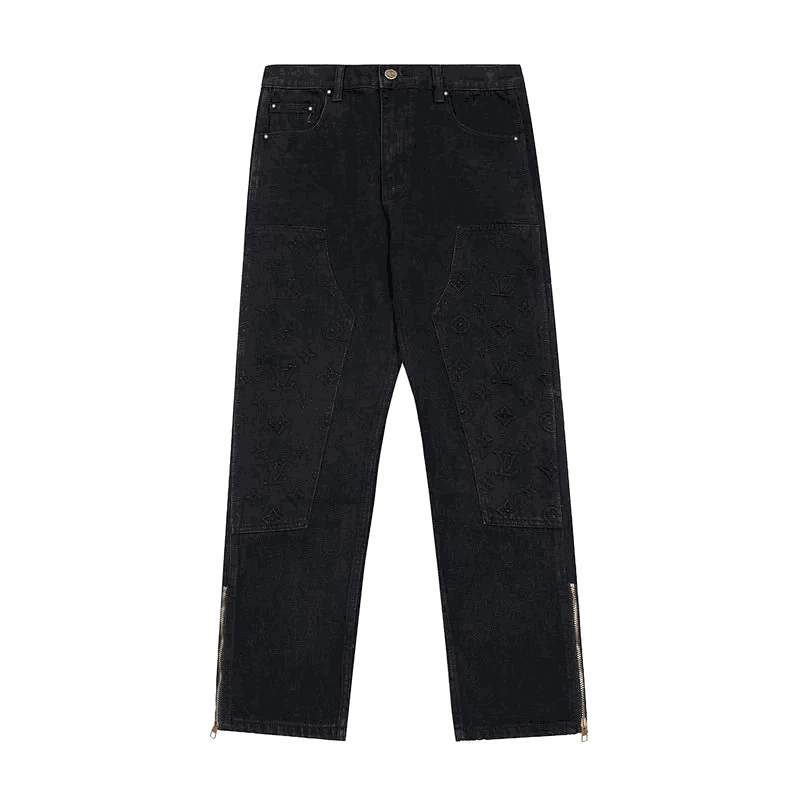 Louis Vuitton Monogram Denim Trousers with Side Zippers