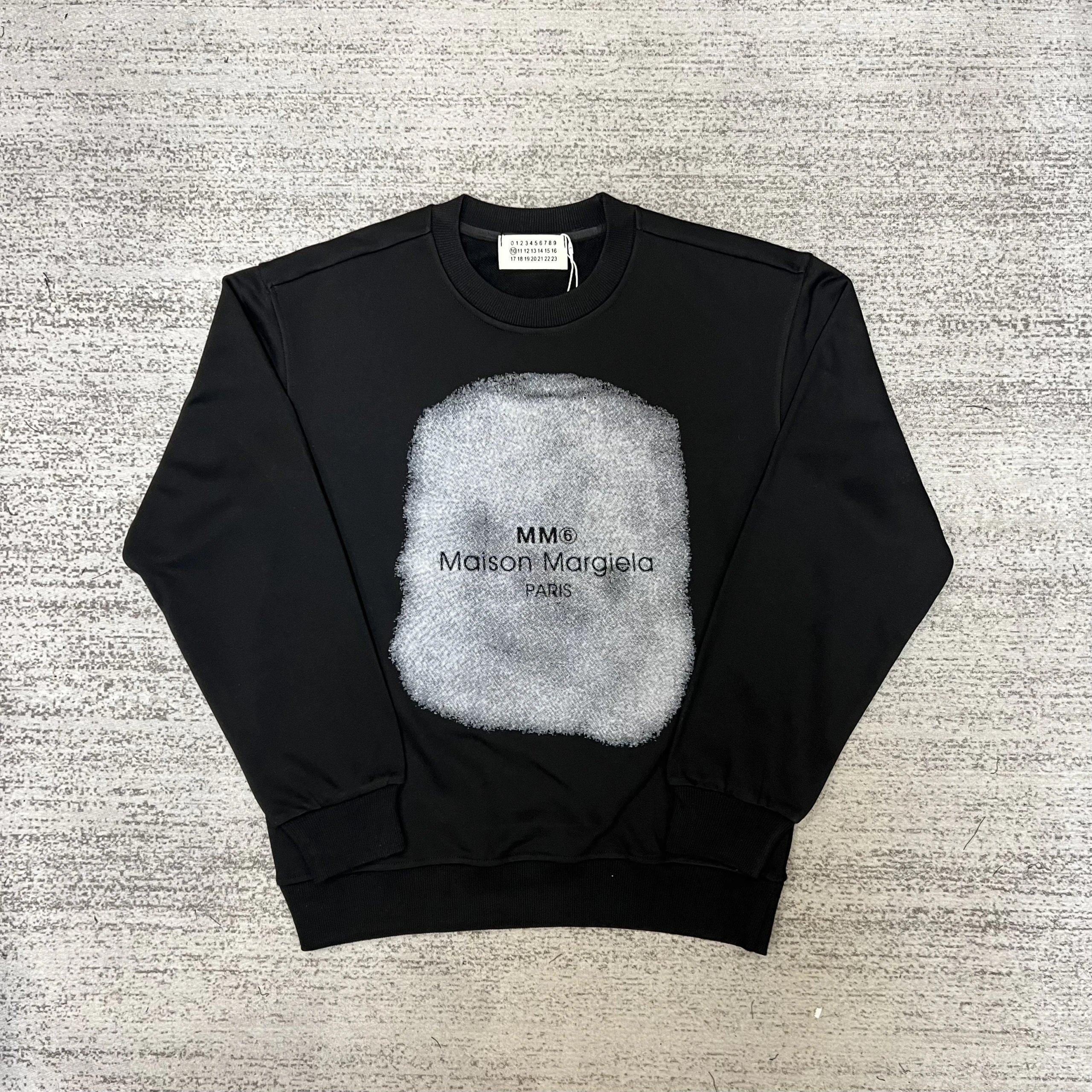 MM6 Maison Margiela Black Sweatshirt with Fuzzy Logo Print