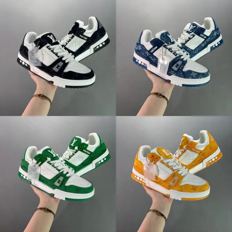 LV Monogram Sneakers Men Women Fashion High Top Shoes