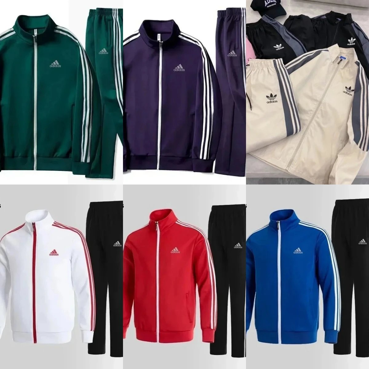 Adidas Track Suit Set Men Women Sportswear Jacket Pants Full Zip Tracksuit