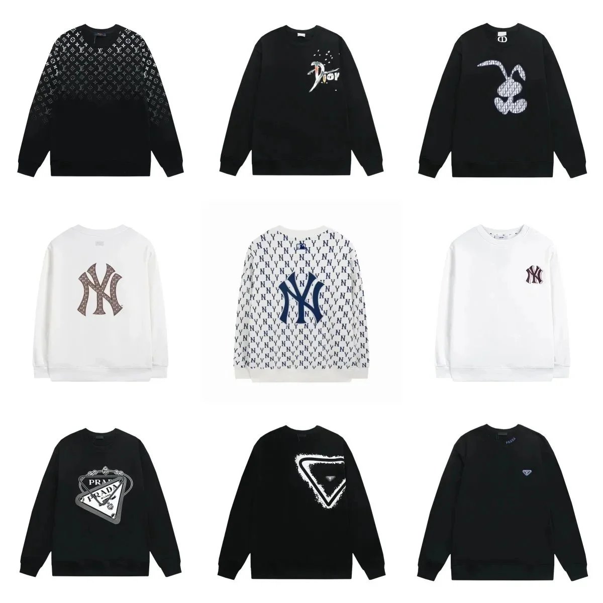 Prada Logo Sweatshirt Black White Designer Streetwear