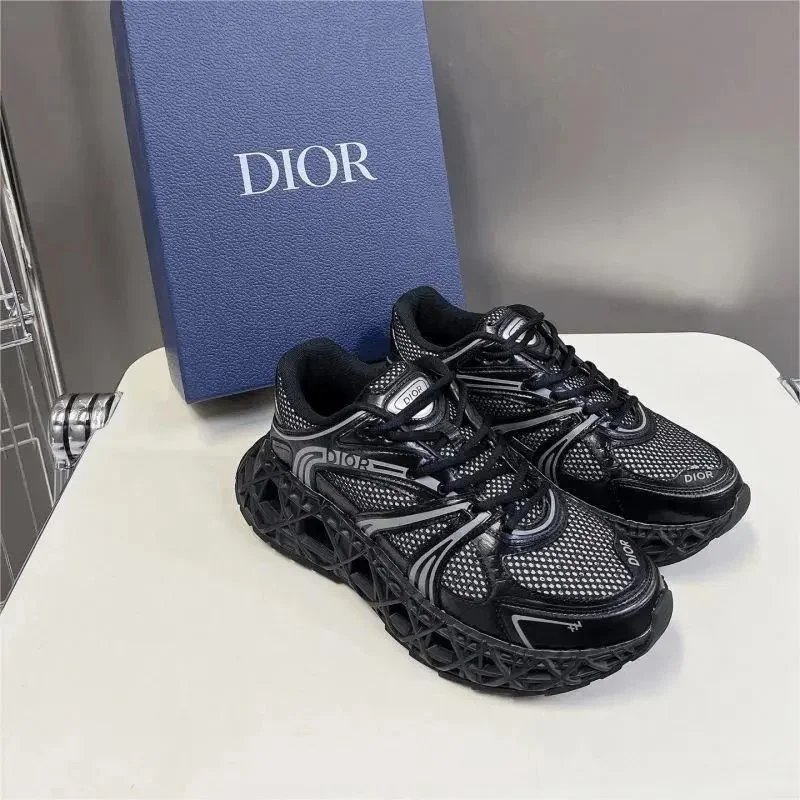Dior Black Mesh Sneakers with Bold Logo Design