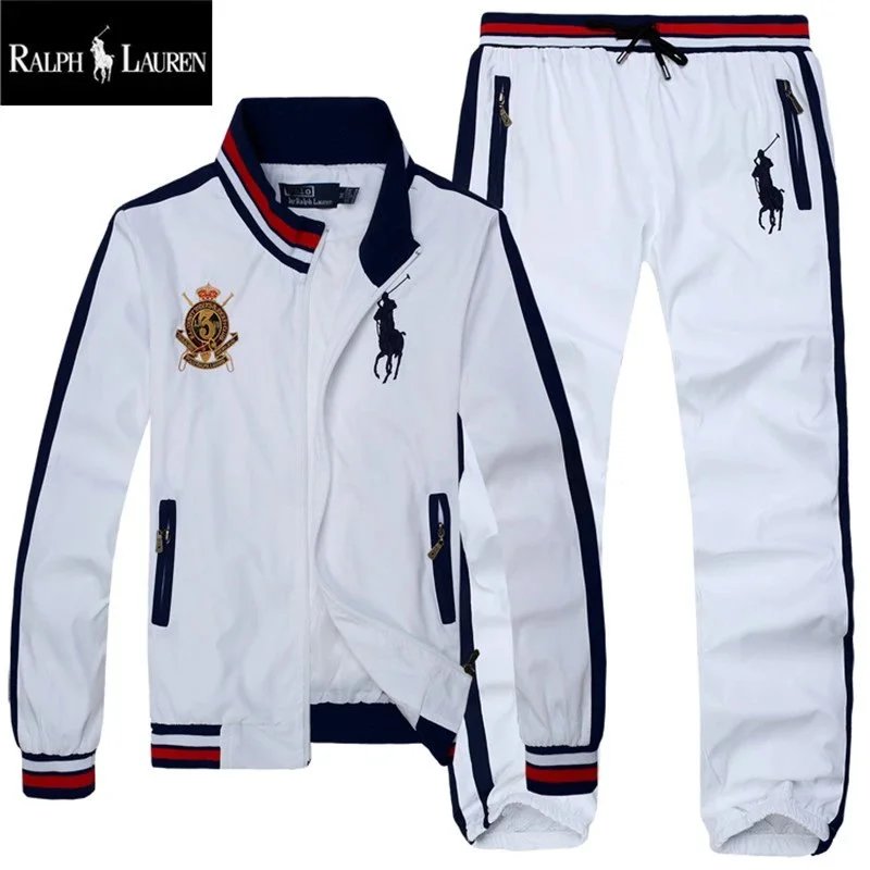 Ralph Lauren White Track Jacket and Pants Set with Pony Logo