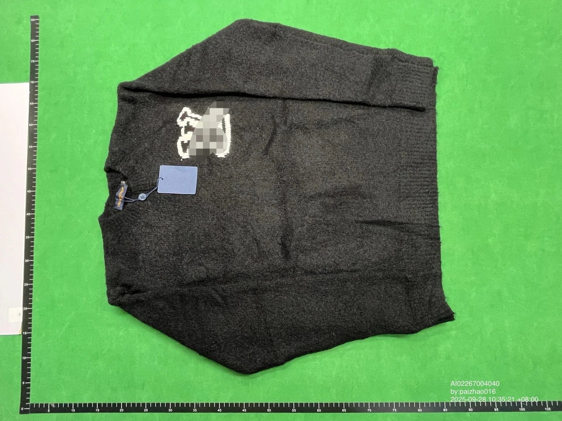 Black Knit Sweater with Embroidered Logo