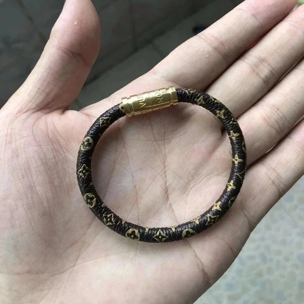 Louis Vuitton Monogram Bracelet with Gold Clasp