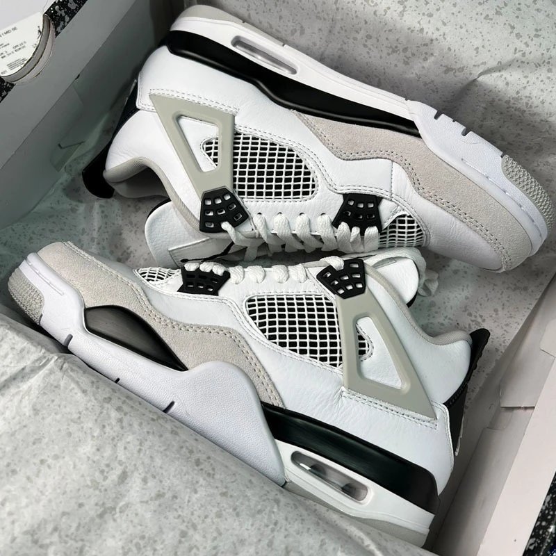 Air Jordan 4 White Black Sneakers Men's Basketball Shoes