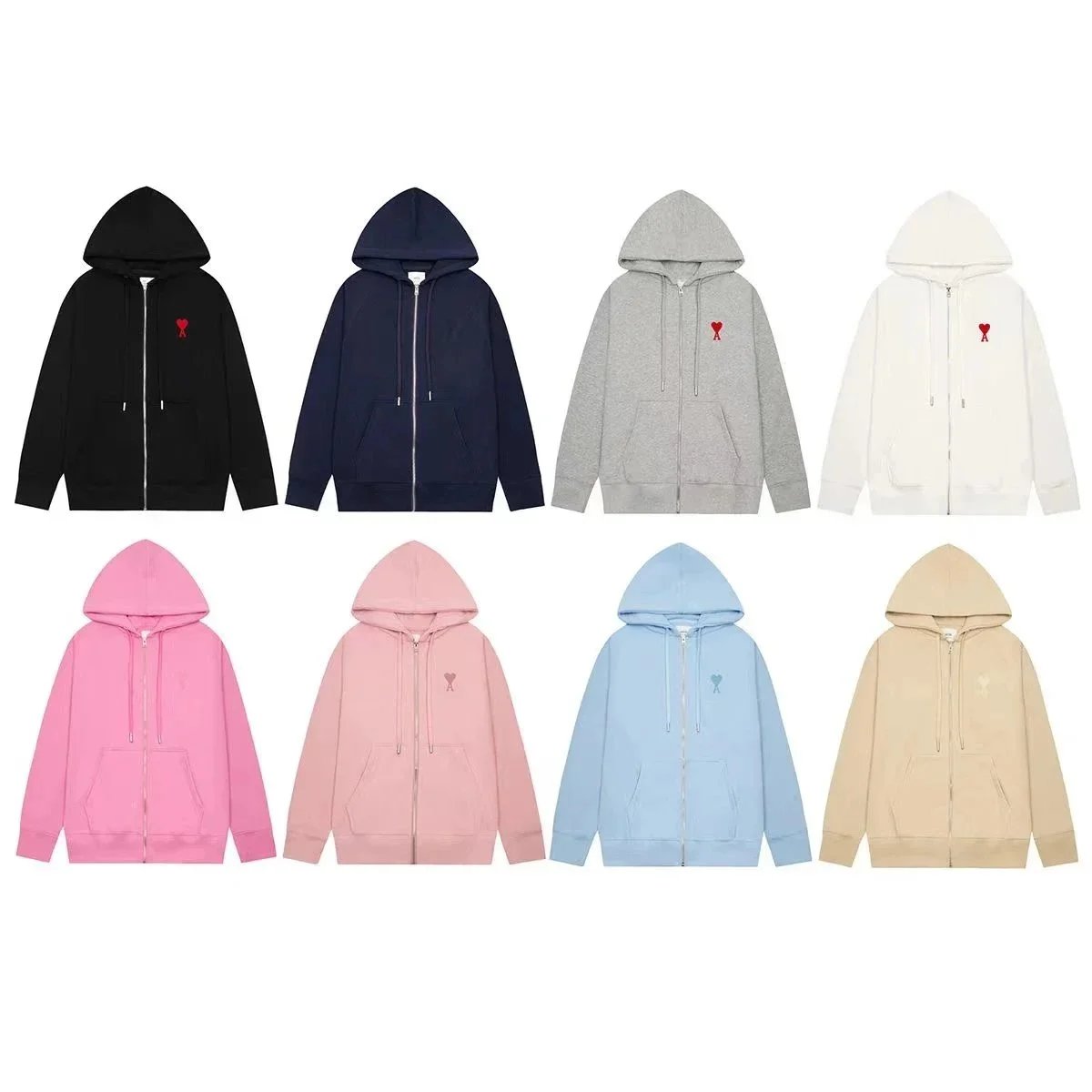 CDG Heart Logo Zip-Up Hoodie in Multiple Colors