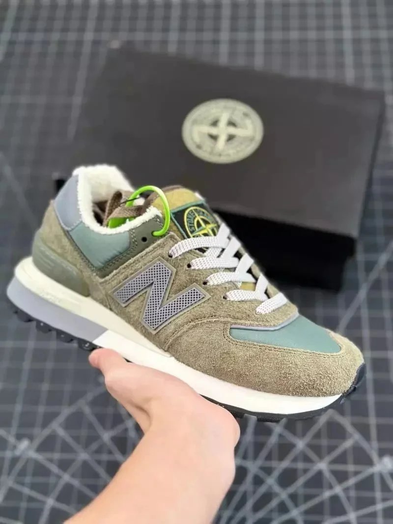 New Balance 574 Winter Sneakers Green Gray Mesh