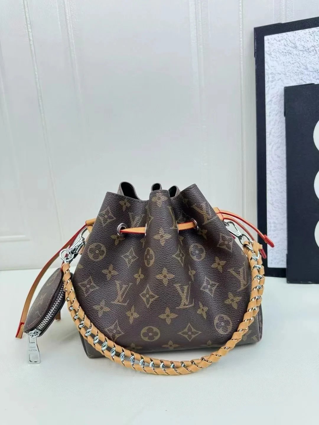 Louis Vuitton Monogram Drawstring Shoulder Bag with Chain Strap