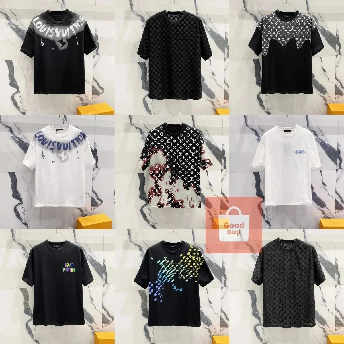 Louis Vuitton T-Shirts Men Fashion Logo Print Casual Short Sleeve Tops