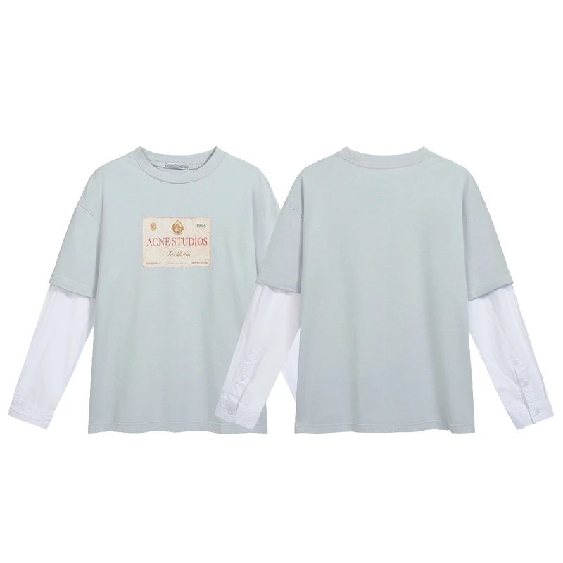 ACNE STUDIOS Layered Long Sleeve T-Shirt Light Blue