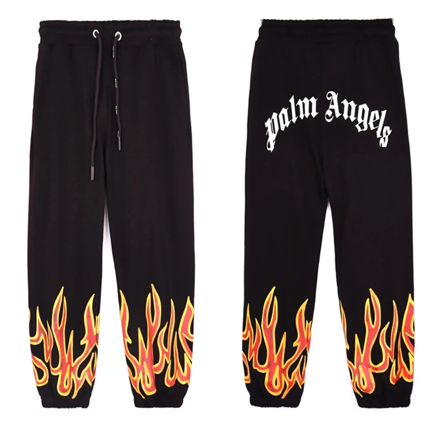 Palm Angels Flame Print Sweatpants Black