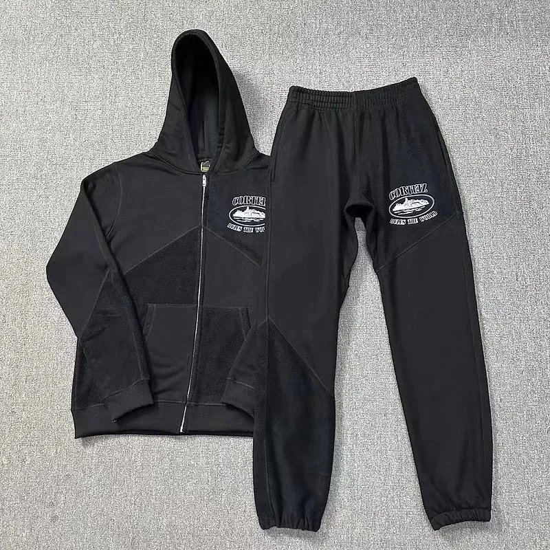 Cortez Black Hoodie and Jogger Set with Car Logo