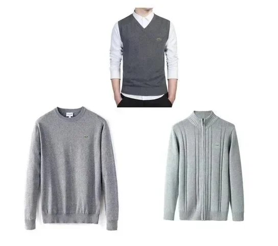 Men's Gray Knit Sweaters and Vest Set