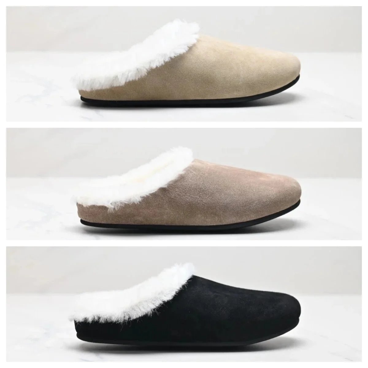 Plush Faux Fur Lined Slippers for Women and Men Soft Indoor Shoes