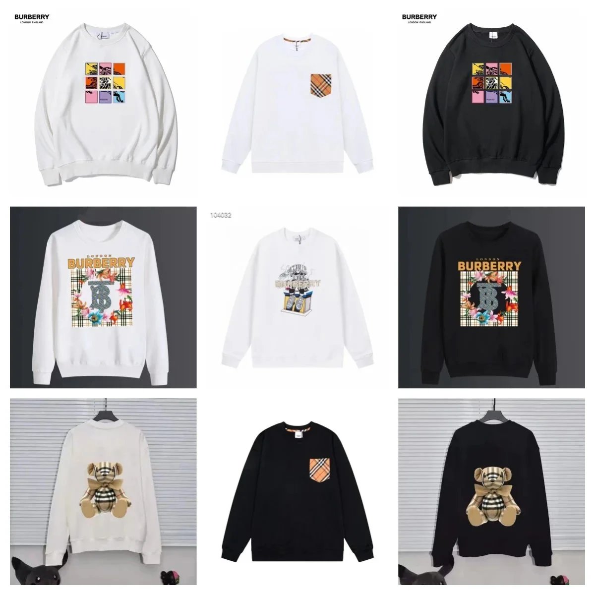 Burberry Sweatshirts with Logo and Bear Design