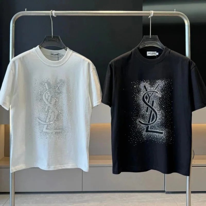 Saint Laurent Logo Embellished T-Shirt for Men