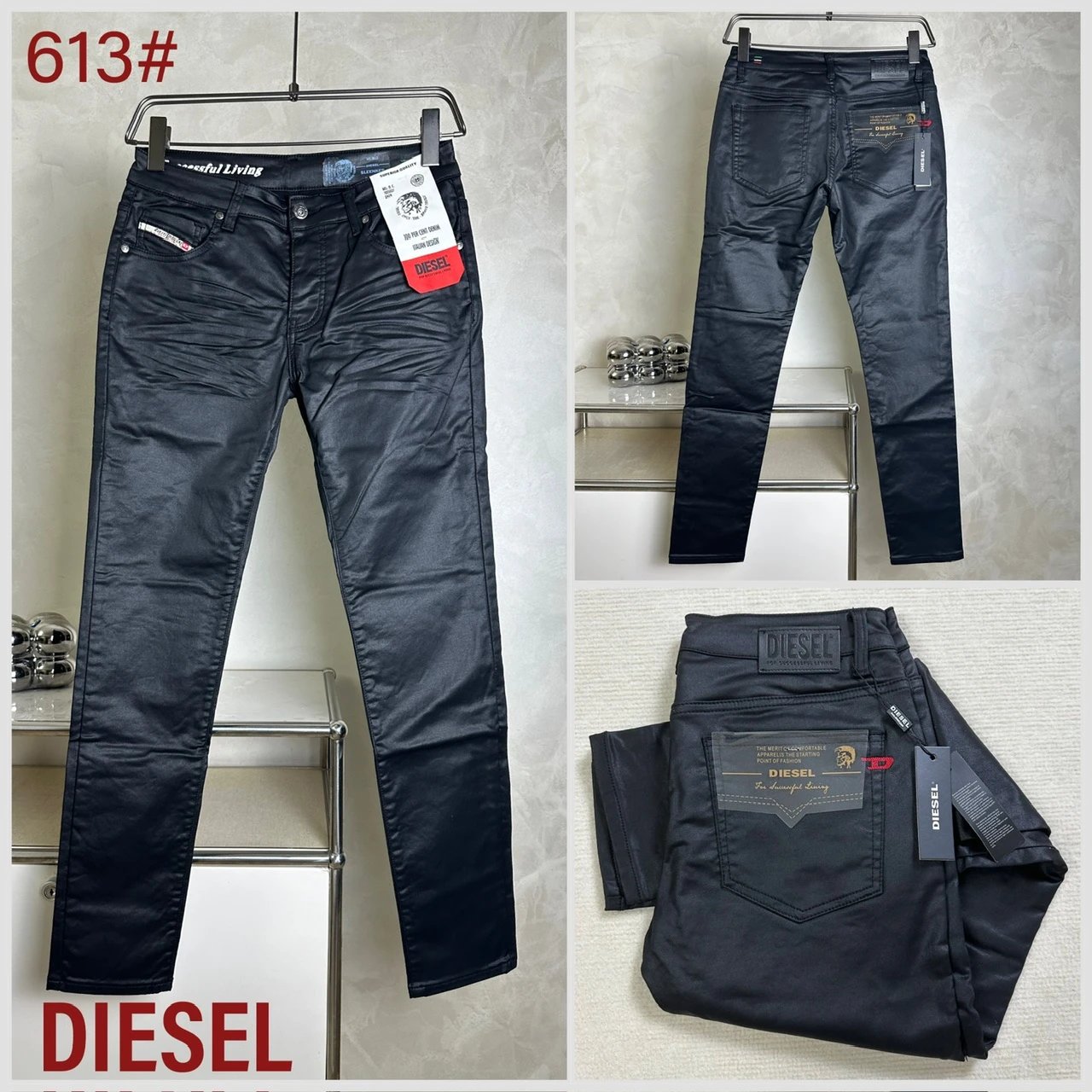 Diesel 613# Men's Slim Fit Black Jeans