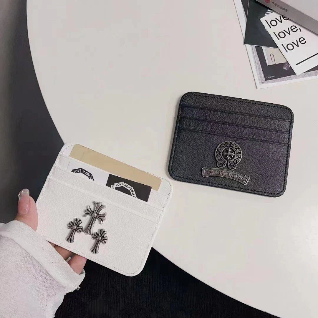 Chloe Leather Card Holder with Logo Emblem