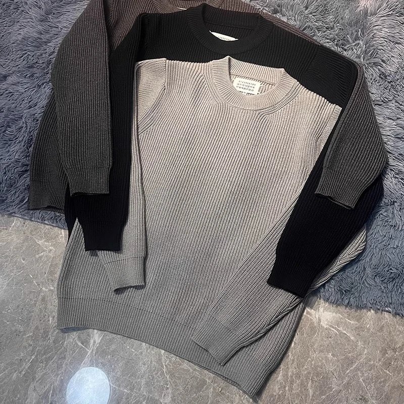Men's Ribbed Knit Sweater Crewneck Long Sleeve