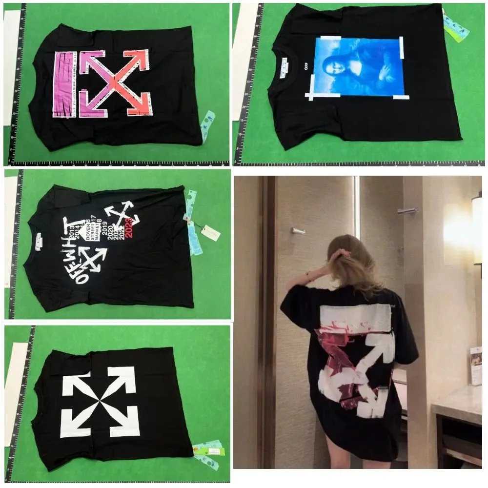 Off-White Black T-Shirt with Arrow Logo and Graphic Print