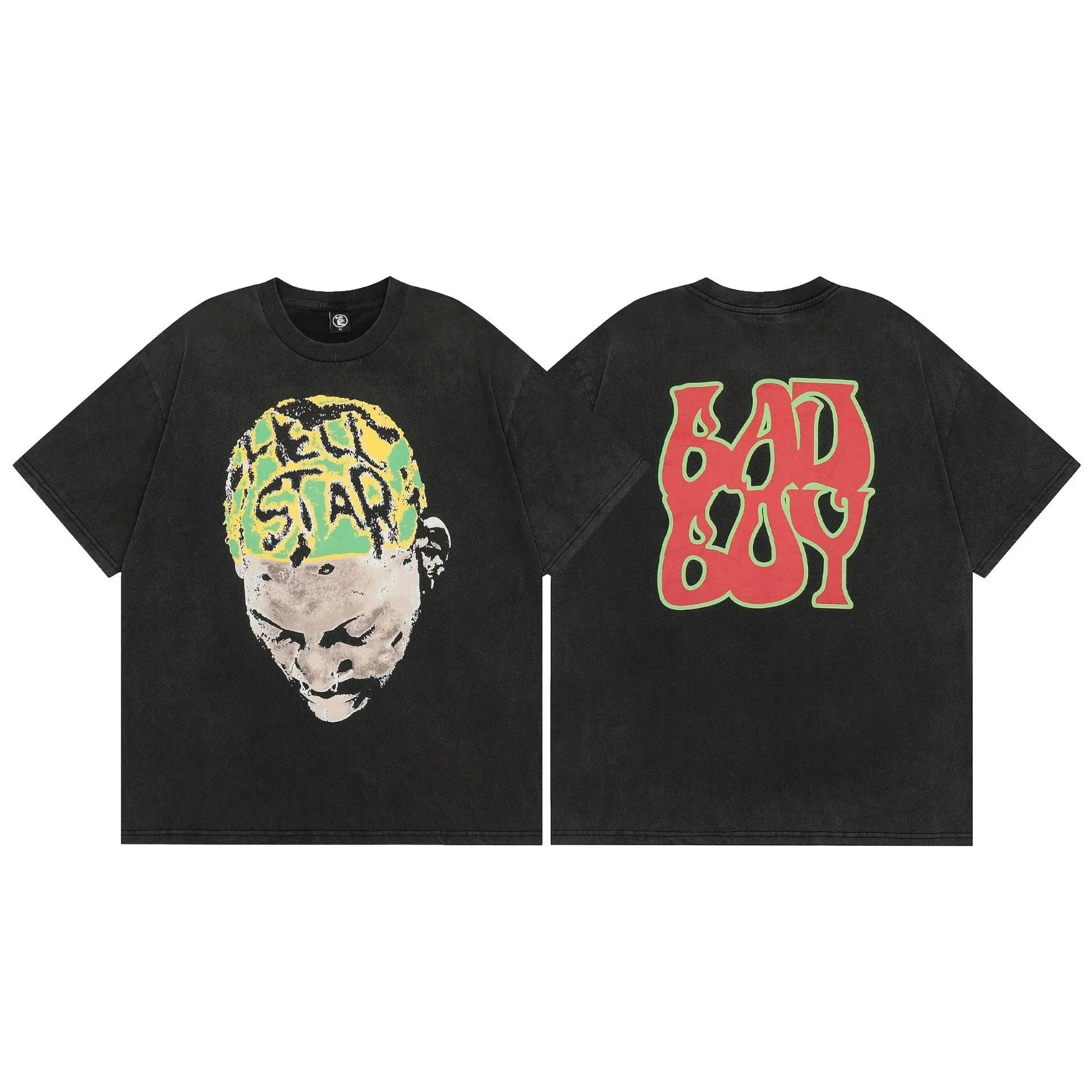 BAPE x A Bathing Ape Black T-Shirt with Head Graphic and Red Logo