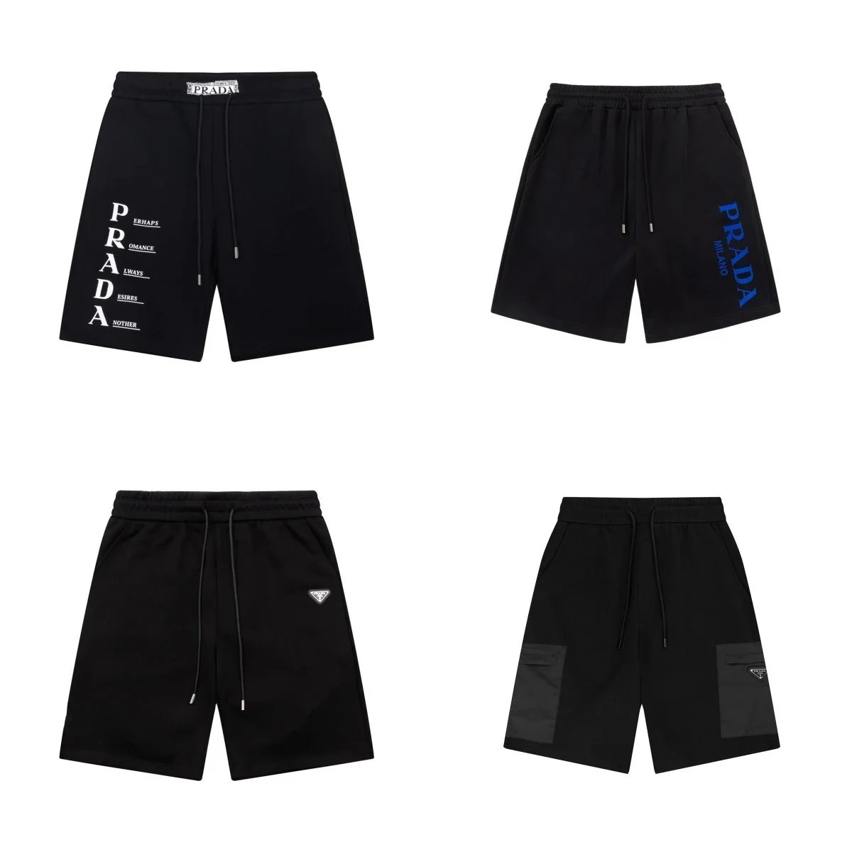 Prada Men's Black Logo Print Shorts