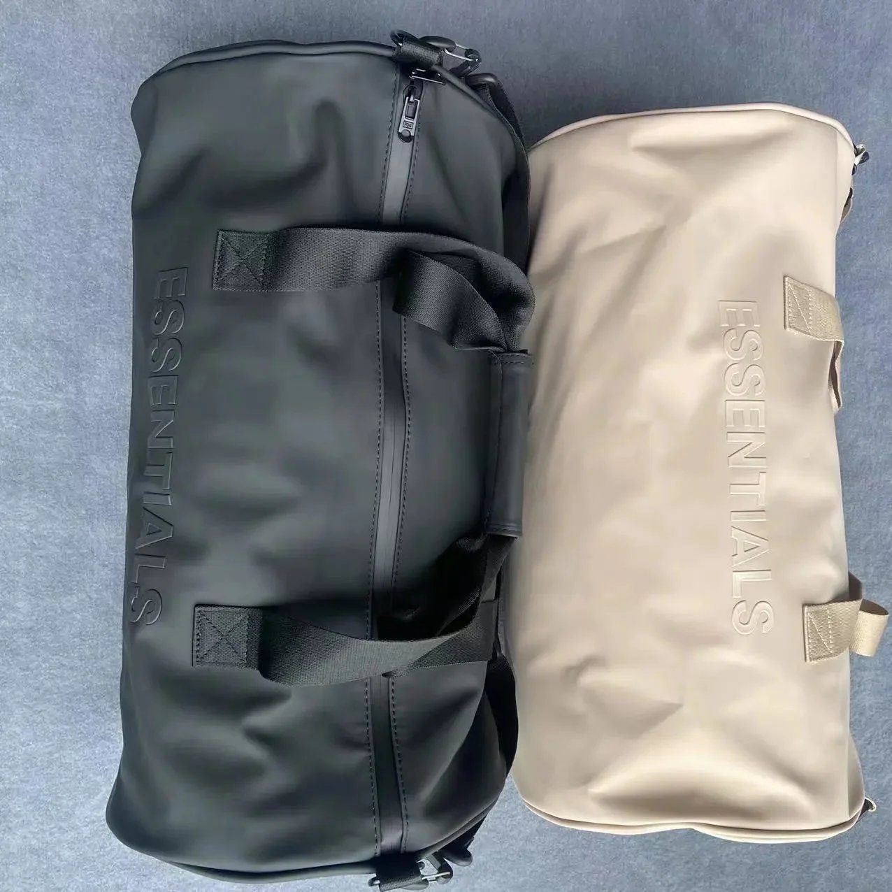 Essentials Duffle Bag Black and Beige Gym Travel Bag