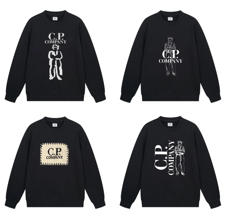 C.P. Company Black Sweatshirts with Graphic Prints