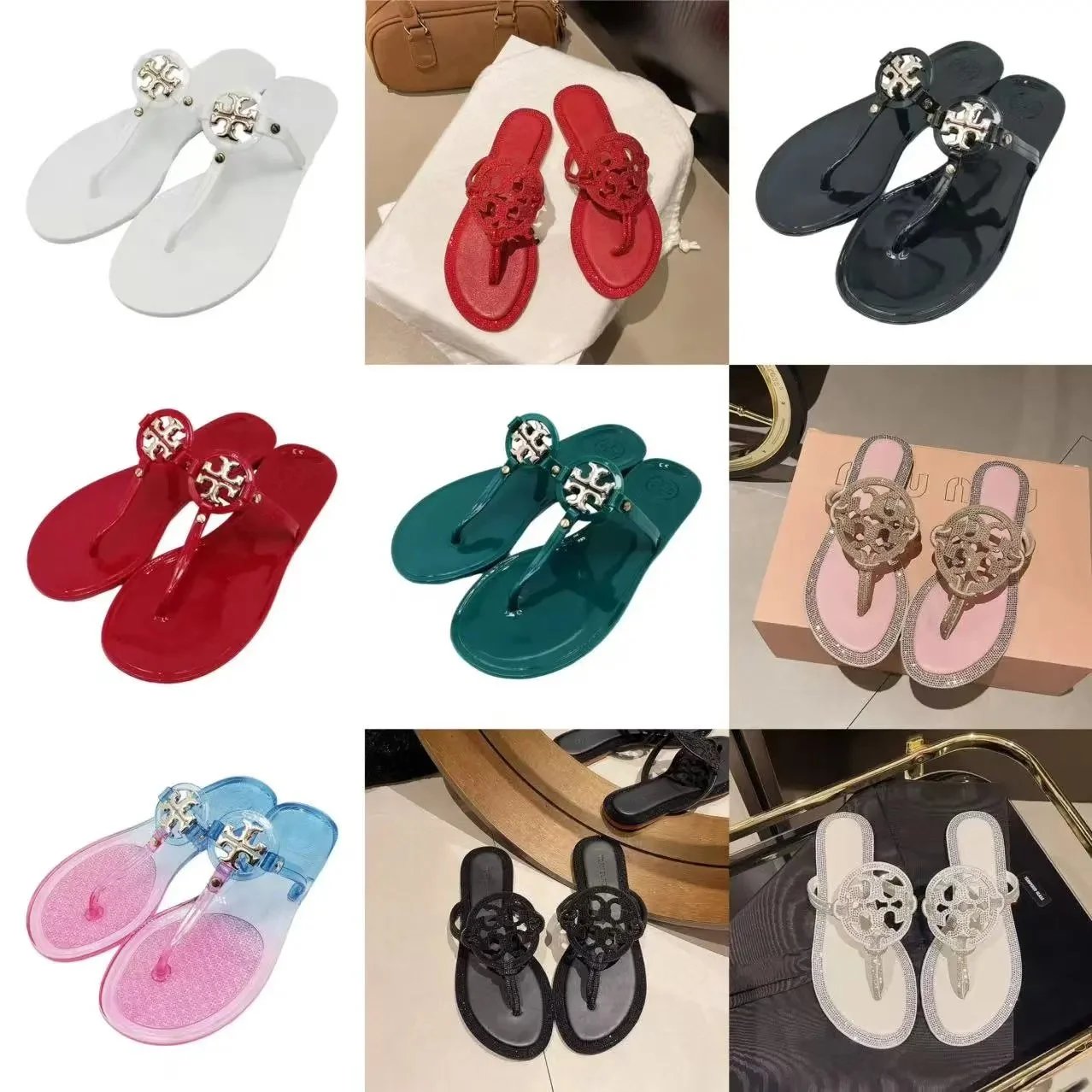 Tory Burch Logo Embellished Jelly Sandals Women's Summer Flip Flops