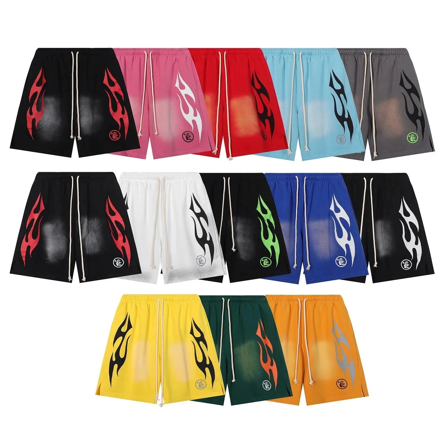 Flame Print Drawstring Shorts for Men and Women - Casual Sportswear