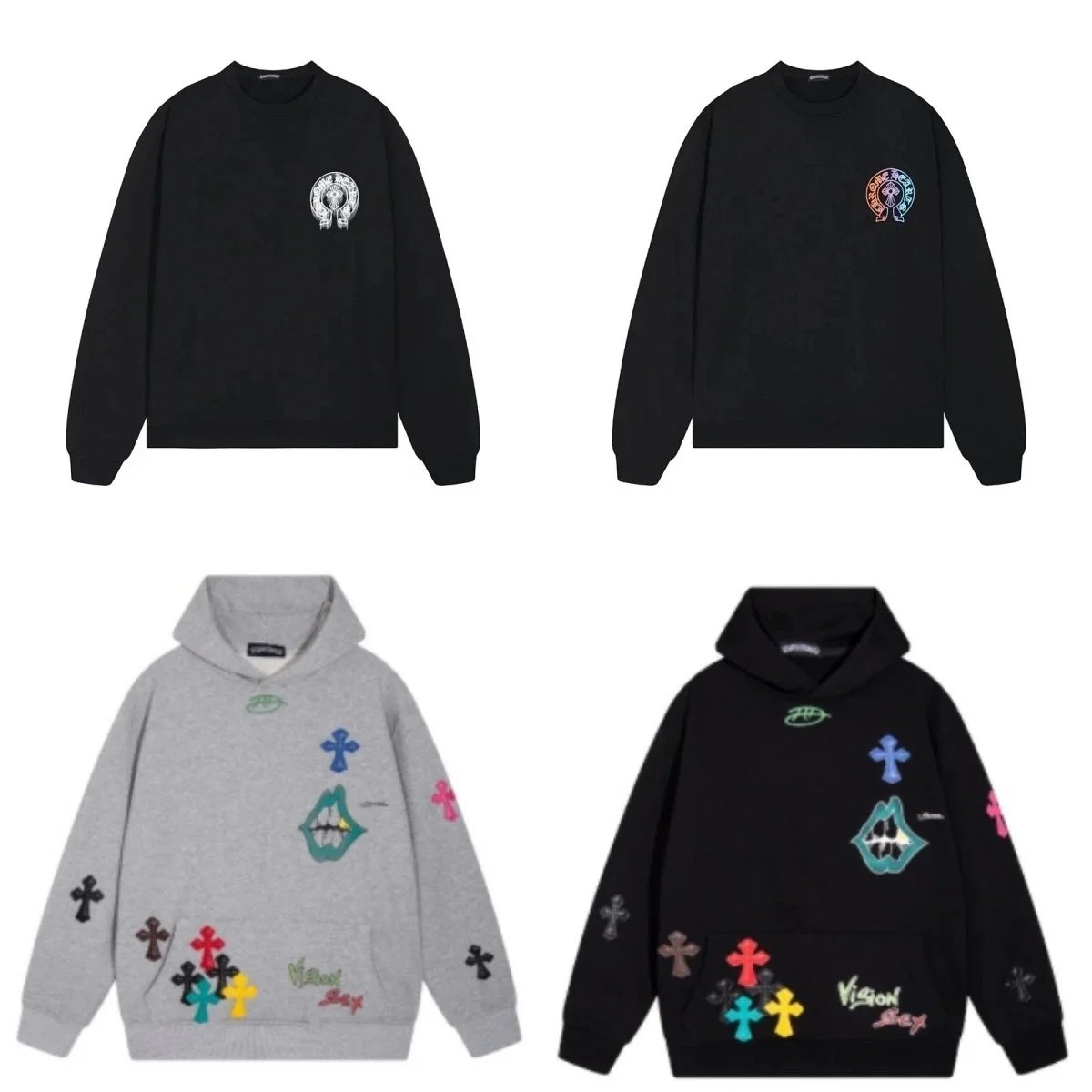 Vision Street Wear Hoodie Sweatshirt with Cross Patch Design