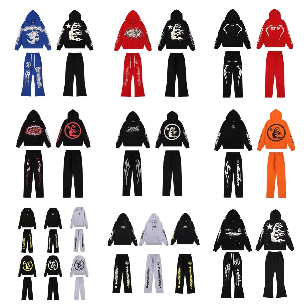Hellstar Hoodie and Pants Set Streetwear Fashion Outfits