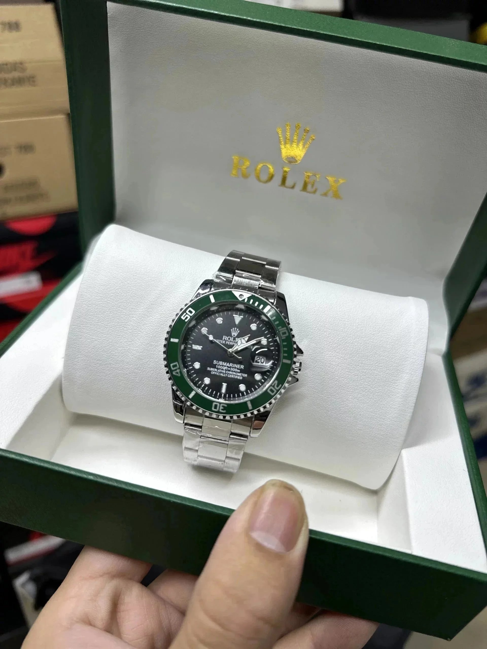 ROLEX Submariner Green Bezel Stainless Steel Watch