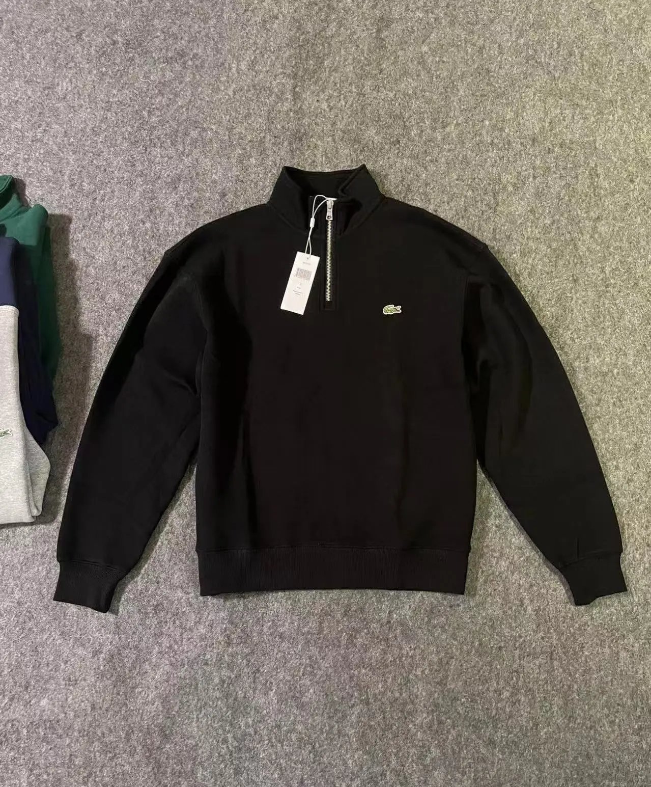 Lacoste Black Half-Zip Sweatshirt Men's Casual Pullover