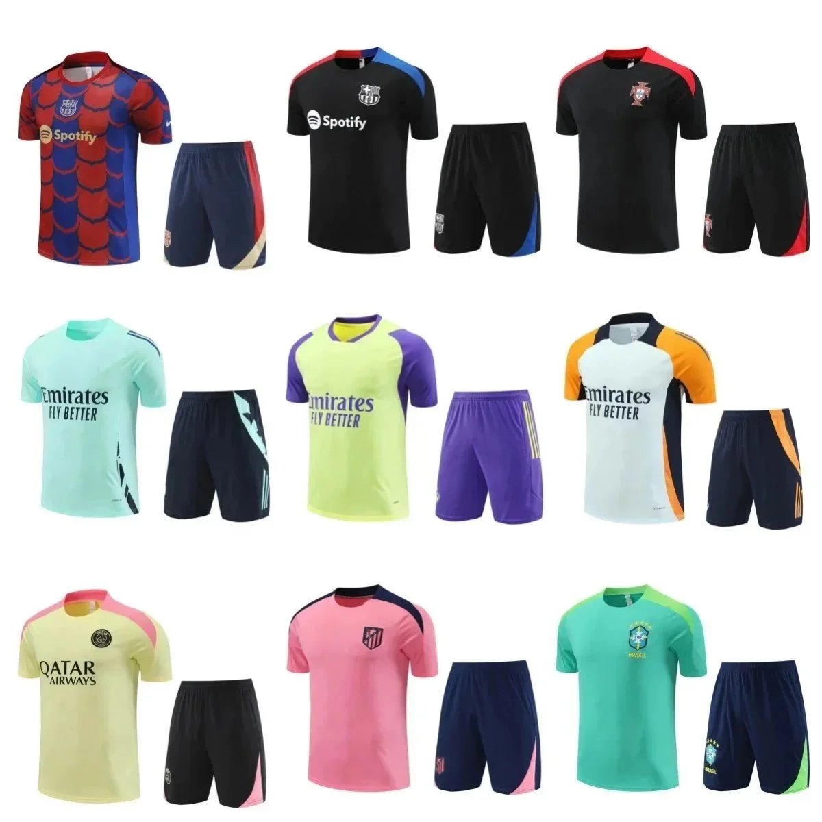 Official Football Kits for Men Soccer Jersey and Shorts Set