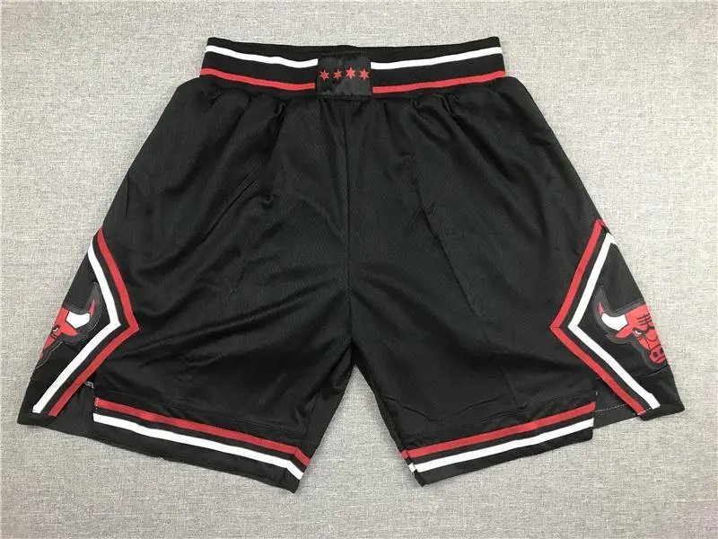 Chicago Bulls Black Basketball Shorts with Red and White Trim