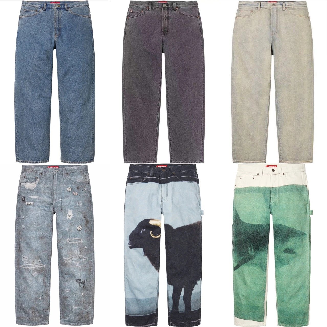 Supreme Denim Pants Collection with Unique Prints and Designs