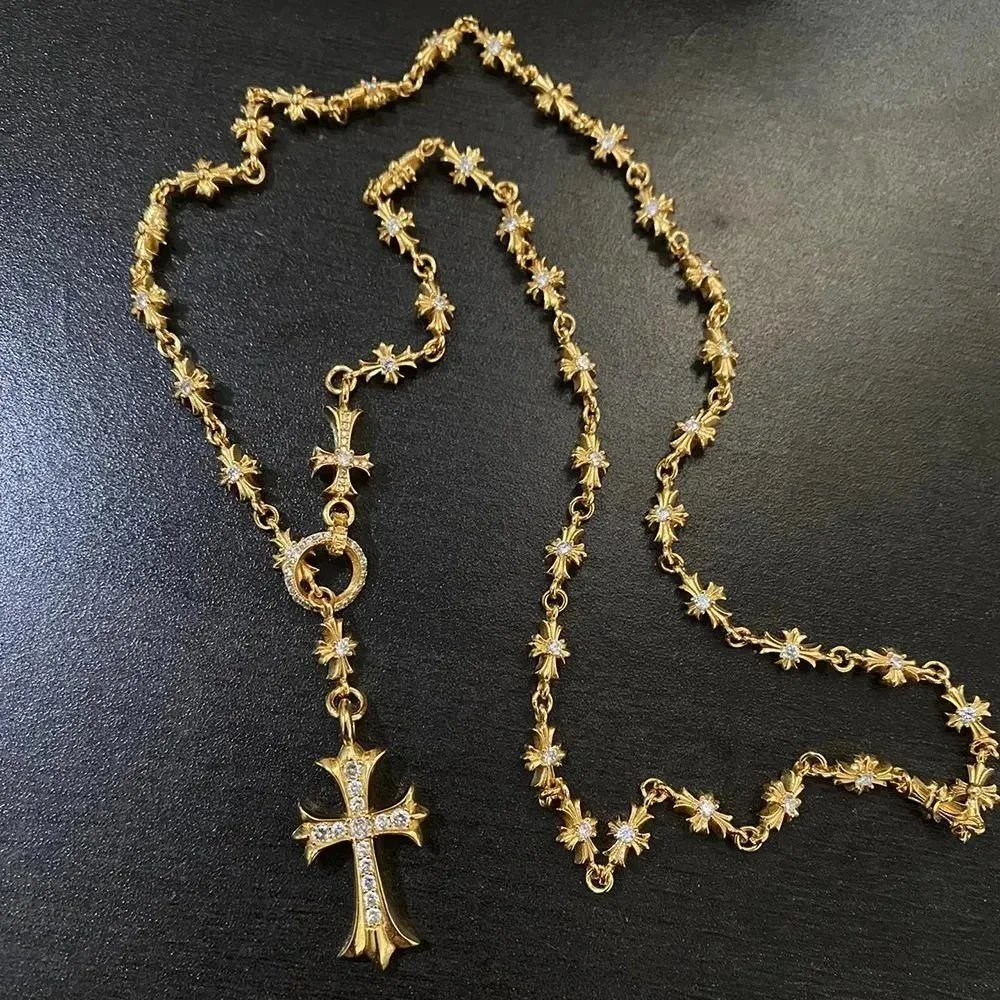 Gold Cross Necklace with Diamond Accents Religious Jewelry