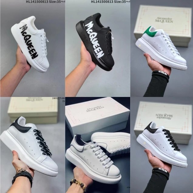 Alexander McQueen White and Black Sneakers with Logo