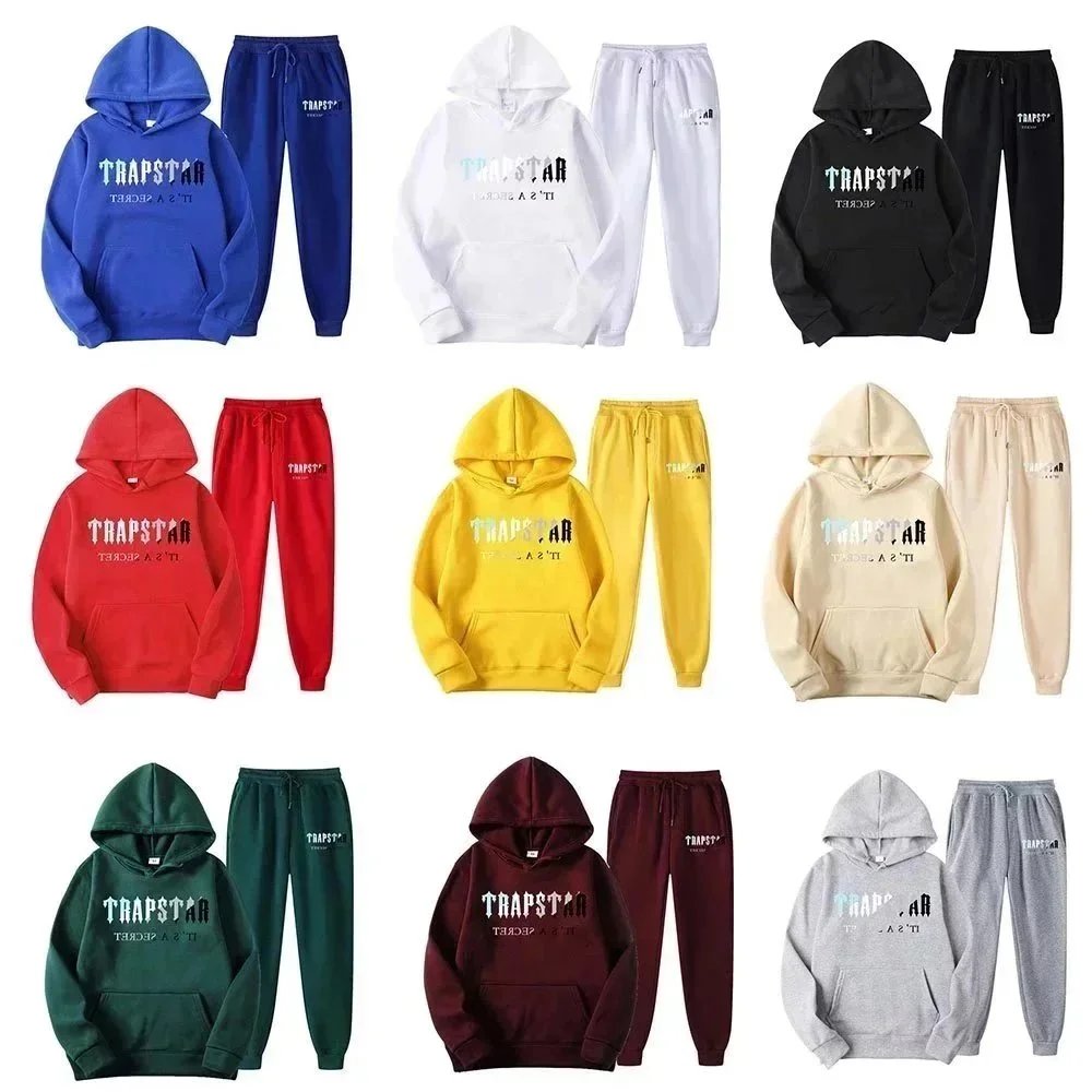 TRAPSTAR Hoodie and Sweatpants Set for Men Women Casual Tracksuit