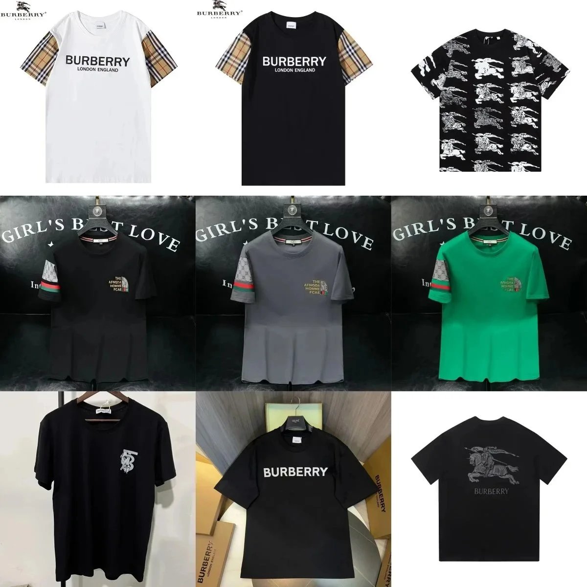 Burberry T-Shirts Men's Fashion Logo Print Casual Tops