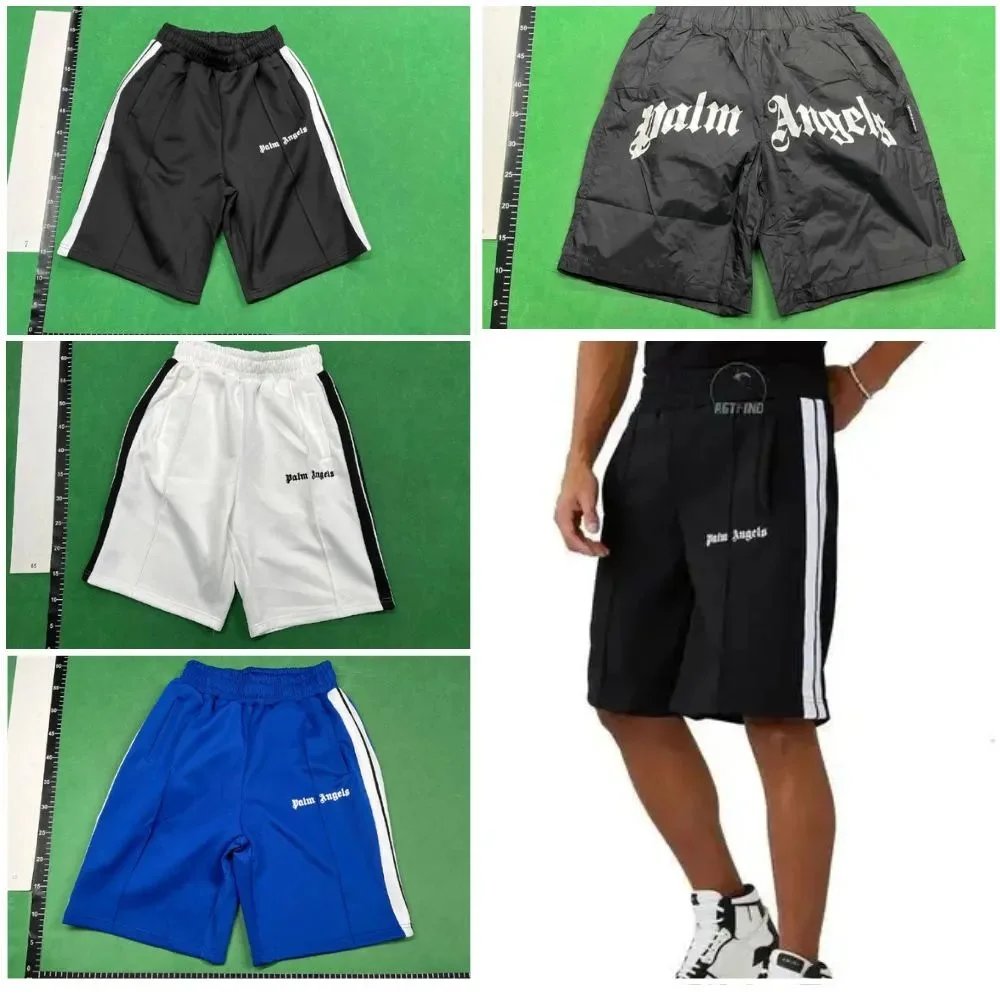 Palm Angels Men's Sport Shorts Black White Blue Track Pants