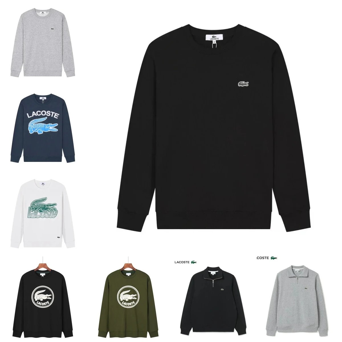 Lacoste Men's Crewneck Sweatshirt with Crocodile Logo