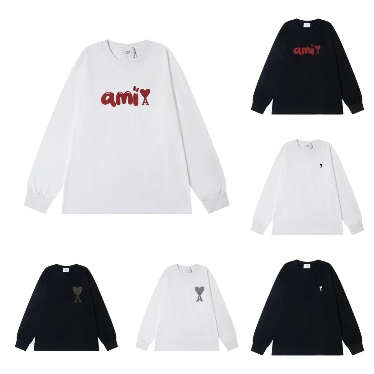 ami Long Sleeve T-Shirt with Logo Print