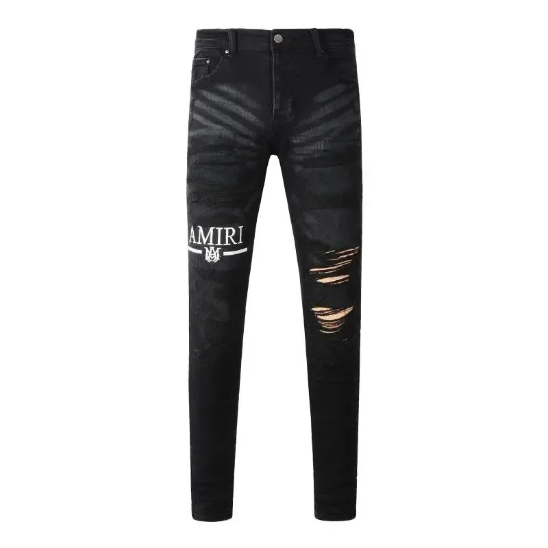 AMIRI Black Ripped Denim Jeans Men's Fashion Streetwear