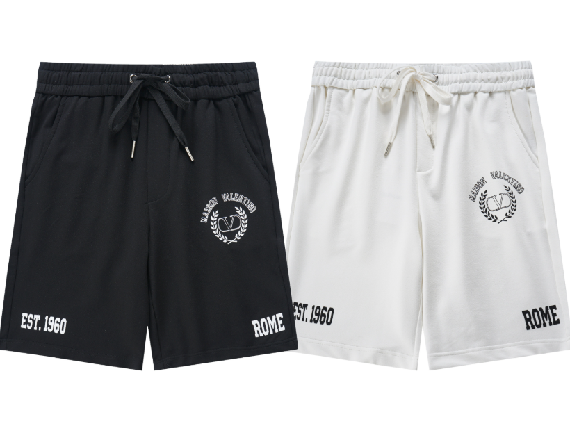 Valentino Logo Print Sweat Shorts in Black and White