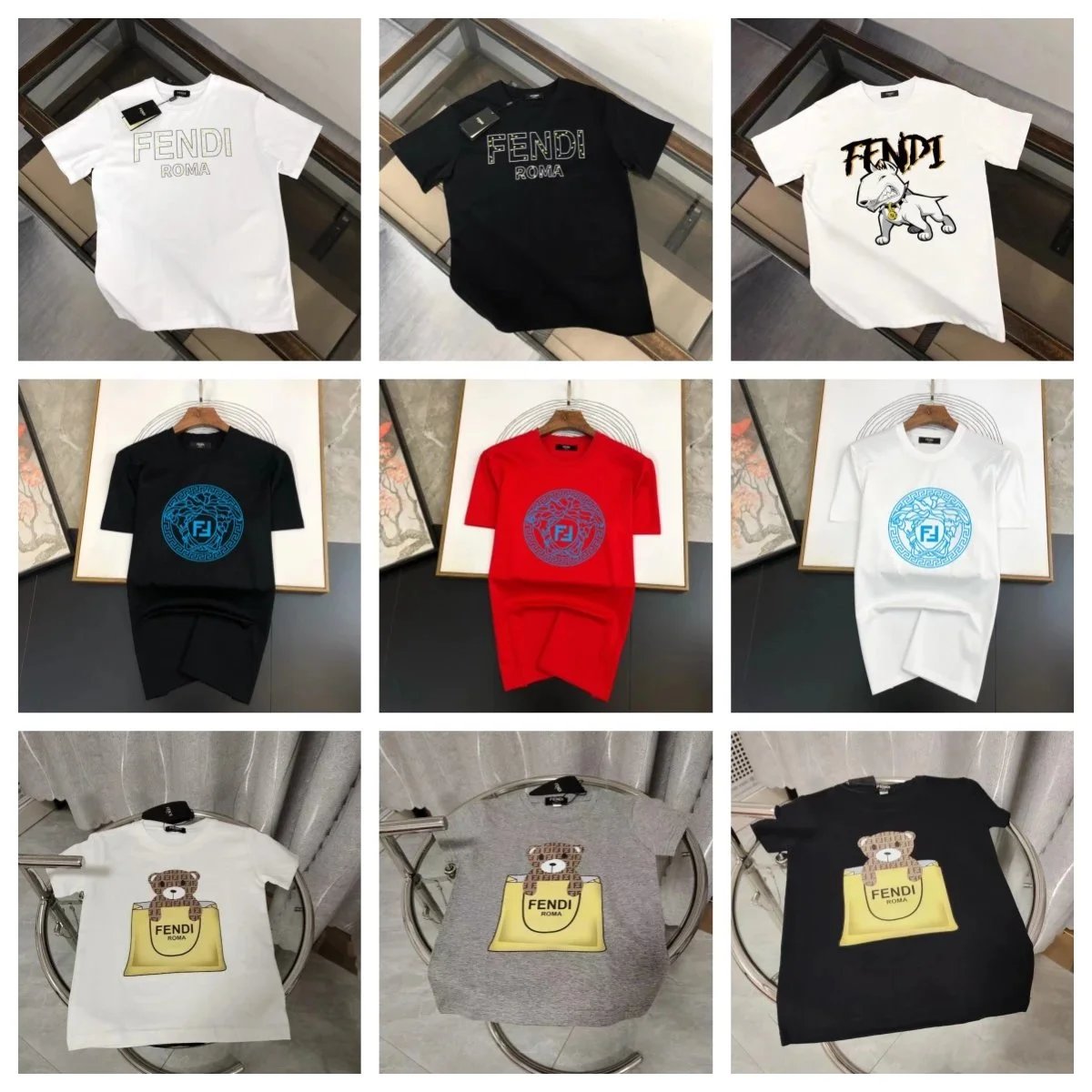 FENDI Roma T-Shirt Collection Men's Fashion Logo Print Tee